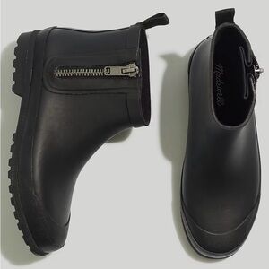 Madewell Black Zip Up Rain Boot Ankle Women’s Size 8
